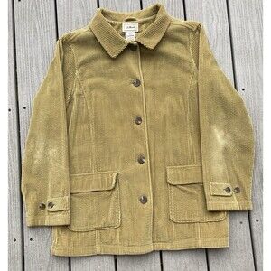 L.L. Bean Women’s Corduroy Barn Jacket Large Tan Quilted Lined Field Coat